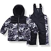 Arctic Quest Boys' Bib Snow Pants and Ski Jacket Water-Resistant Snowsuit For Kids Winter Hooded Jacket