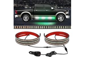 AINBIN 2 in 1 70 inch Green White Emergency Lights Strip 864 LED Running Board Strobe Lights Warning Flashing Hazard Safety Firefighter Lights Flexible Waterproof for Vehicles POV Fire Trucks Pickup