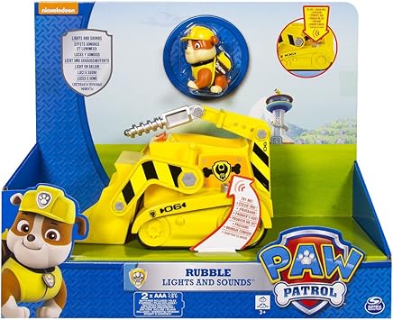 Patrulla Canina - Vehículo Transformable Luces y Sonido, firgura de Rubble (Bizak 61921604): Amazon.es: Juguetes y juegos