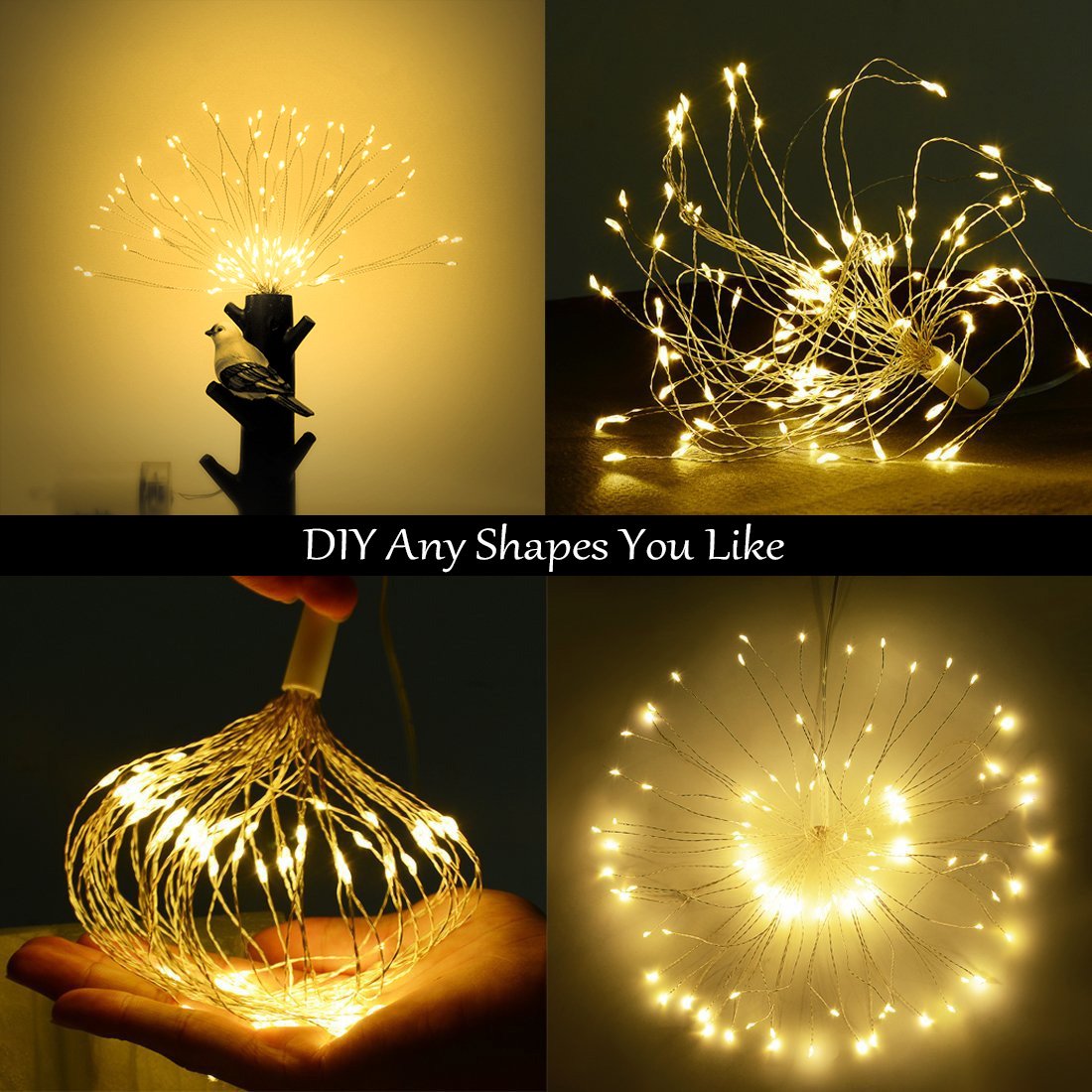 Battery Operated String Lights- 100 LED Fairy Lights with Remote and Timer (8 Modes, Dimmable, IP65 Waterproof, Warm White) for Bedroom Patio Indoor Party Garden Outdoor