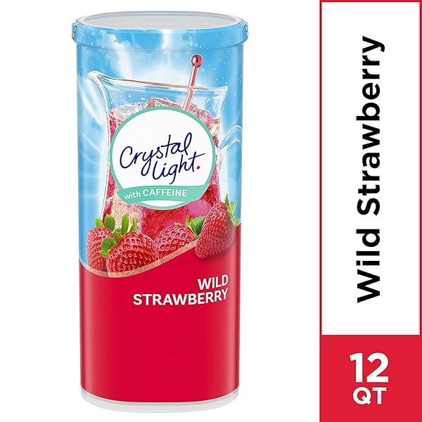 CRYSTAL LIGHT WILD STRAWBERRY DRINK MIX WITH CAFFEINE (6 PITCHER PACKETS)