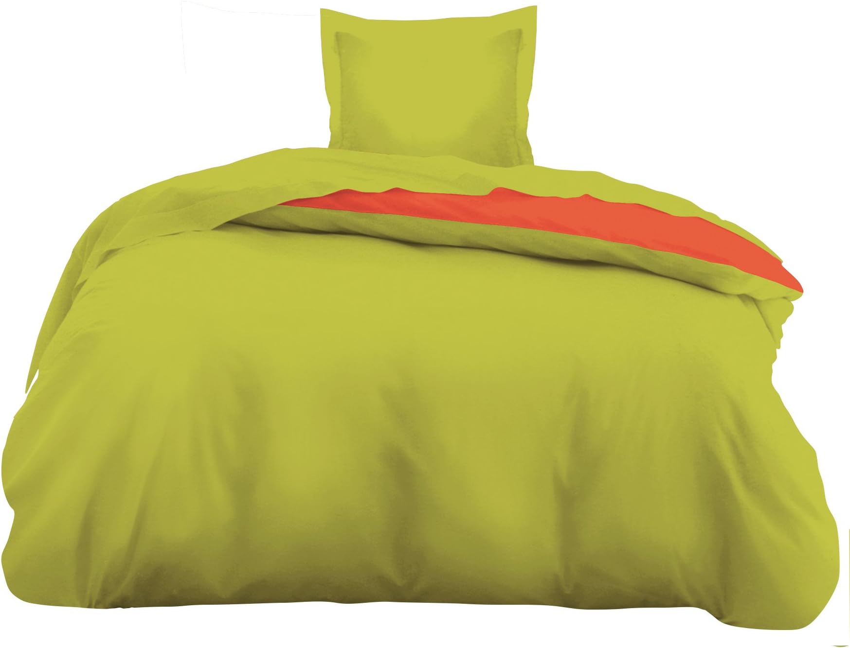 DILIOS RNF 135200 Bed Linen Renforce 100% Cotton with Zip Lock 135 x 200 cm Orange/Green