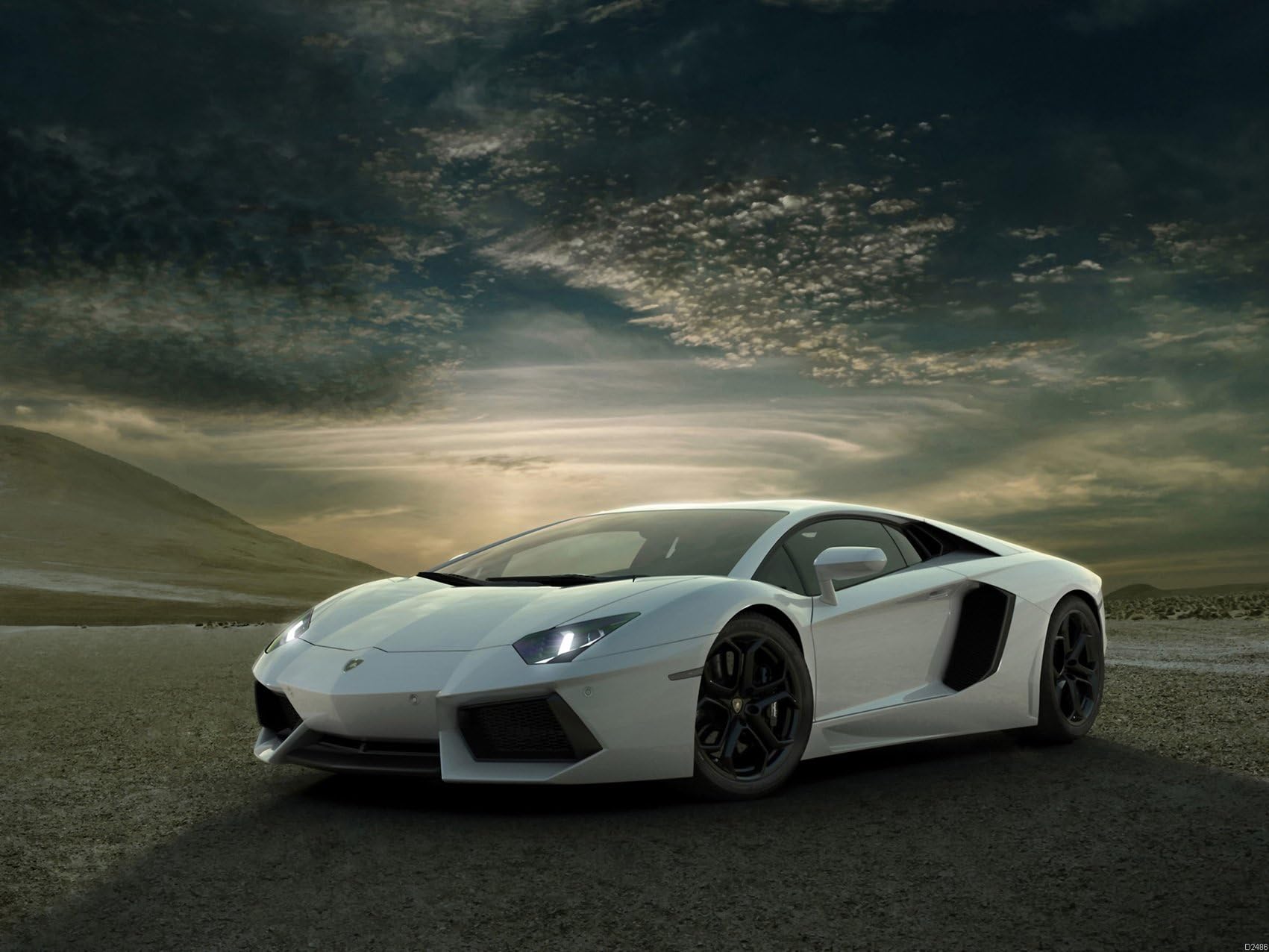 siluban Lamborghini Aventador White Supercar Car Print Poster (600mmX800mm)