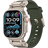 FULLIFE Designed for Apple Watch Band Apple Watch Ultra 3/2/1 49mm for Men, Silicone Rubber Bands with Metal Connector for Apple Watch Series 11/10 46mm, 9/8/7 45mm, SE2/SE 6/5/4 44mm, 3/2/1 42mm