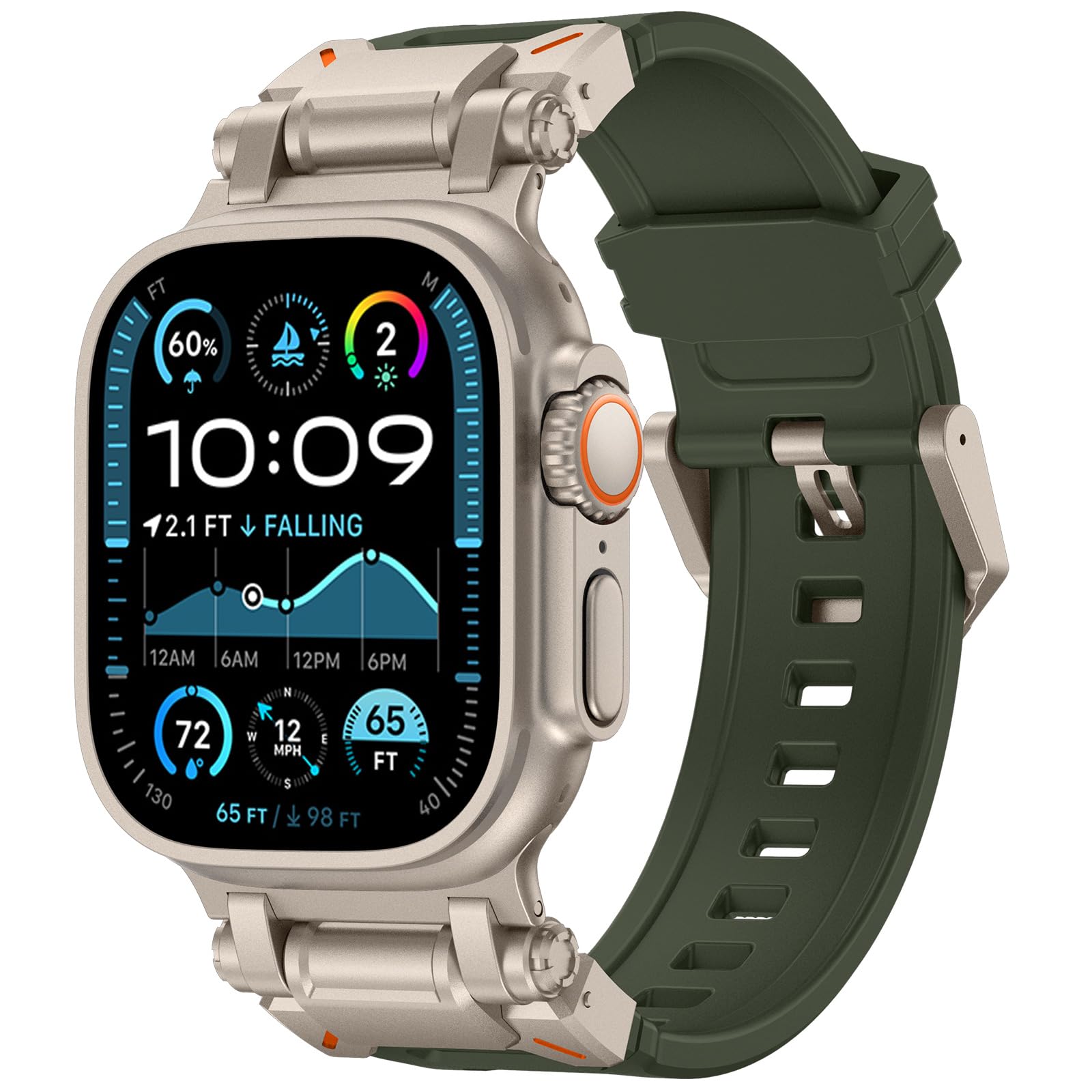FULLIFE Designed for Apple Watch Band Apple Watch Ultra 3/2/1 49mm for Men, Silicone Rubber Bands with Metal Connector for Apple Watch Series 11/10 46mm, 9/8/7 45mm, SE2/SE 6/5/4 44mm, 3/2/1 42mm