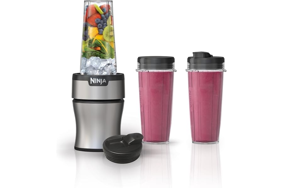 Ninja BN301 Nutri-Blender Plus Compact Personal Blender, 900-Peak-Watt Motor, Frozen Drinks, Smoothies, Sauces & More, (3) 20 Book