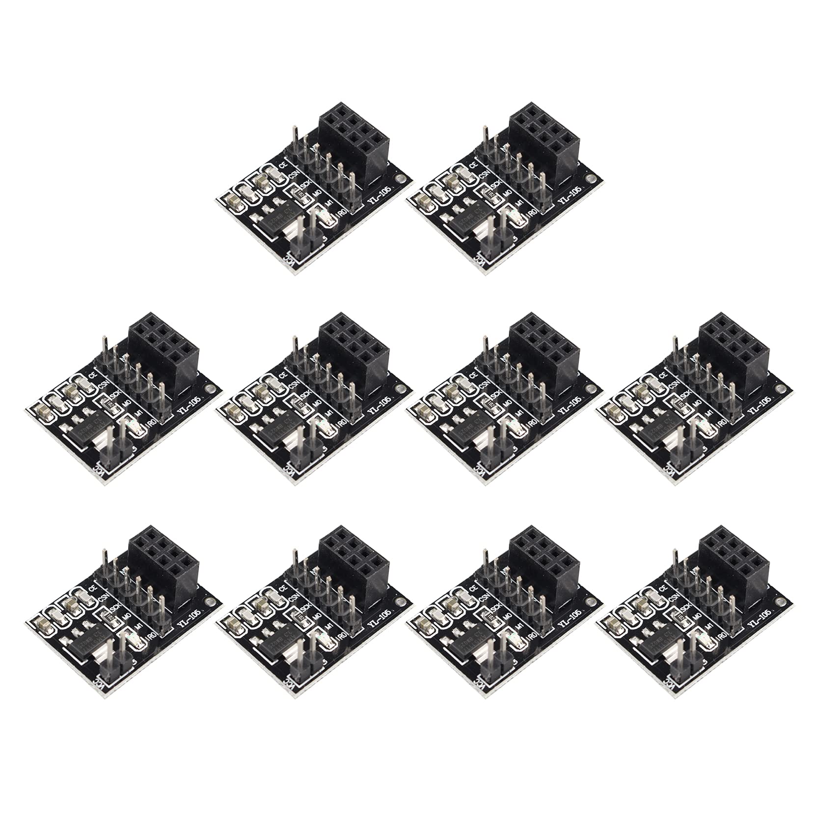 Jopto 10PCS NRF24L01+ Breakout Adapter 3.3V 8Pin NRF24L01+ Wireless Module Pinboard Socket Adapter Module Board Regulator On-board for Intellective Car Robot