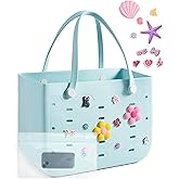 BAGSMART Beach Bag for Women, Water-resistant Rubber Tote Bag, Sandproof Vacation Essentials for Summer Swim Cruise Pool