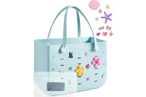 BAGSMART Beach Tote Bag for Women, Water-resistant Rubber Tote Bag, Sandproof Vacation Essentials for Summer Swim Cruise Pool