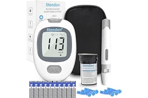 STONDON G430 Blood Glucose Monitor Kit, 50 Test Strips & 50 Lancets, 1 Control Solution, 1 Blood Sugar Monitor, 1 Lancing Device, Diabetes Testing Kit, No Coding, Large Display, Glucometer for Home Use