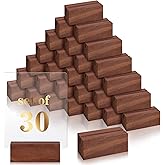 Tenare 30 Pcs Wood Place Card Holders Walnut Wooden Table Numbers Display Stands Rustic Acrylic Sign Holder Table Decor Centerpieces Number Sign for Wedding Party Events Decoration, 2.4 x 1.2 x 1 Inch