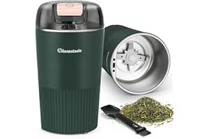 Hermolante Herb Grinder Spice Grinder, One-key Herb Spice Grinder with 304 Stainless Steel Blades and Cleaning Brush, 300w Electric Grinder for Herb, Spices, Coffee, Nuts, Seeds,etc. (Green)