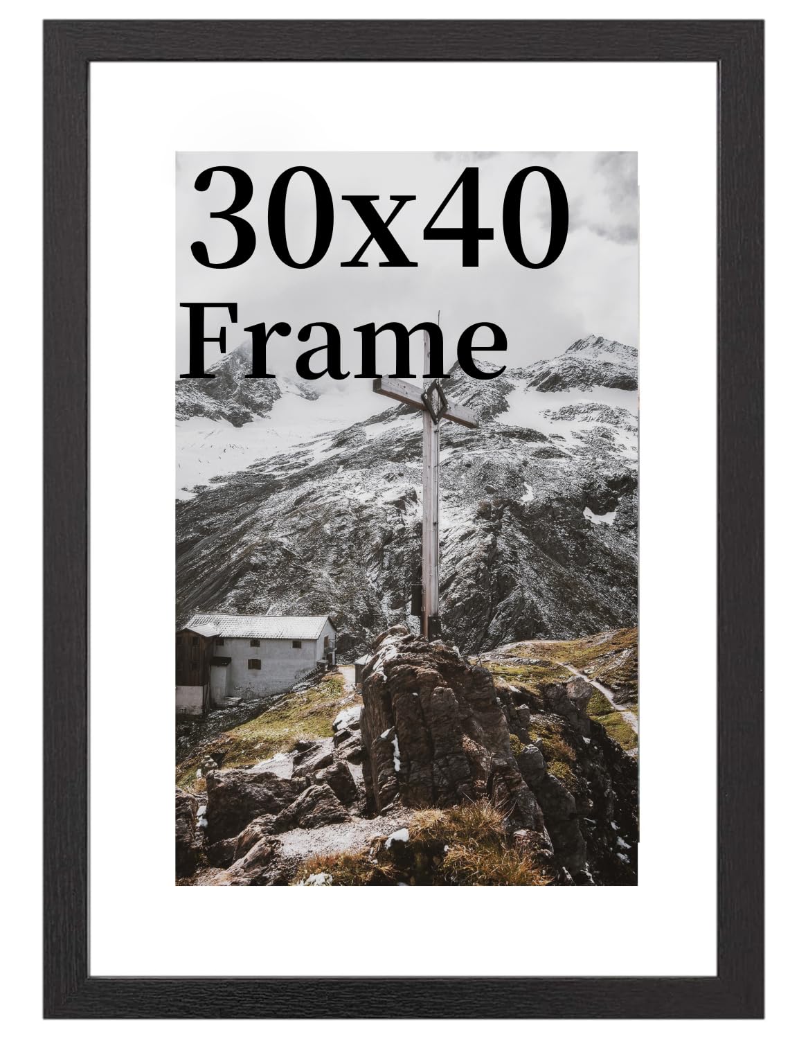 30x40cm Picture Frame, Black Picture Frames 30x40, Black Wooden Frame with Clear Acrylic Glass,Poster Frame to Hang Portrait or Landscape, for Family Photos With Stand Table Top or Wall Hanging — image 1