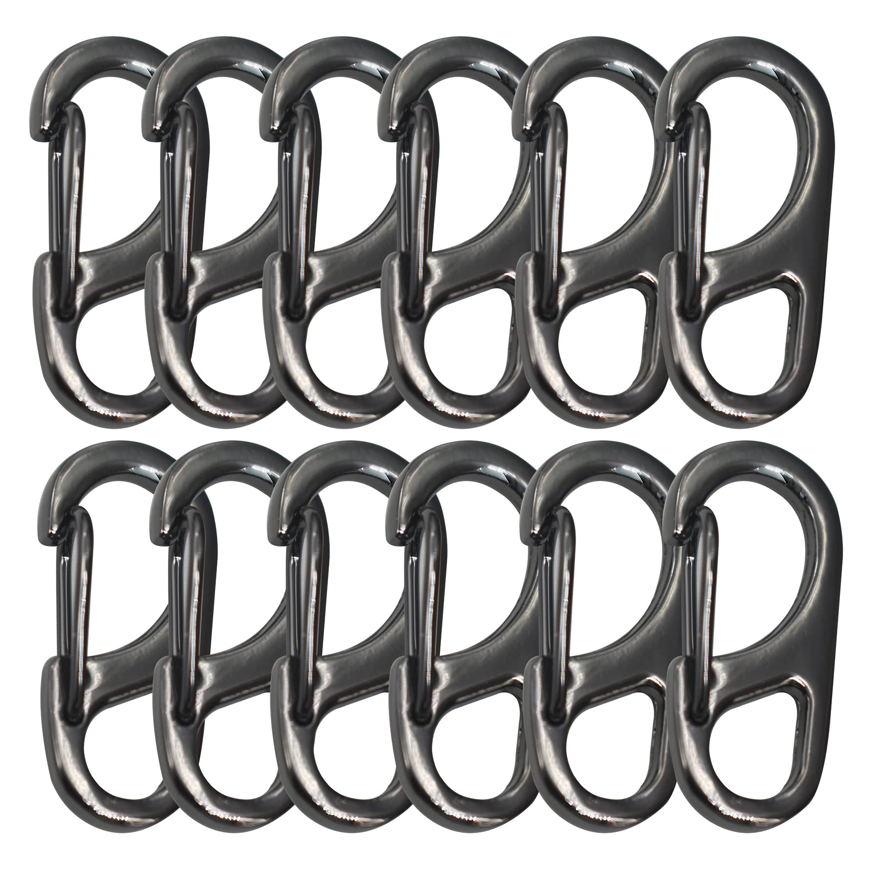Photo 1 of Bytiyar Small Carabiner Clips 1.25 inch (32mm) Metal Snap Hooks with Fixed Eye Spring Gate Keychain Parocord Rope Clasps Accessories, 12 Pcs Gun Gray