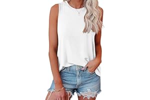 Bliwov Womens Summer Tank Tops Beach Vacation Fashion Outfits Clothes Crewneck Loose Fit Casual Spring Sleeveless Shirts