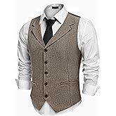 COOFANDY Men's Suit Vests Slim Fit Waistcoat Notch Lapel Casual Formal Vest