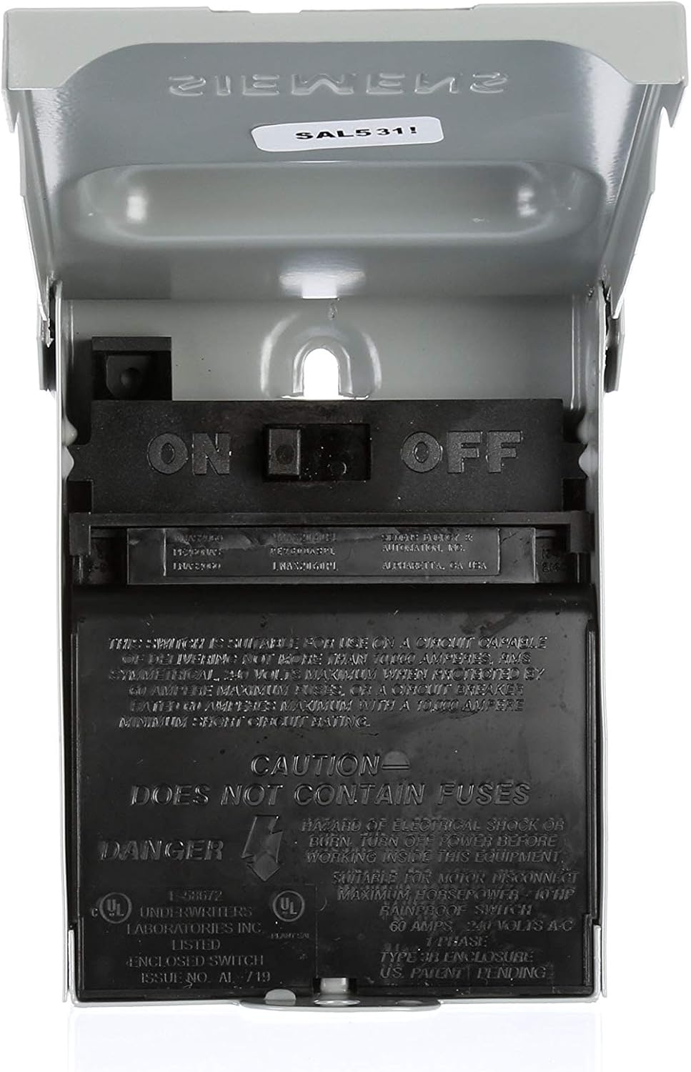 Siemens WNAS2060 Non-Automatic Switch AC Disconnect - Appliance Replacement Parts - 
