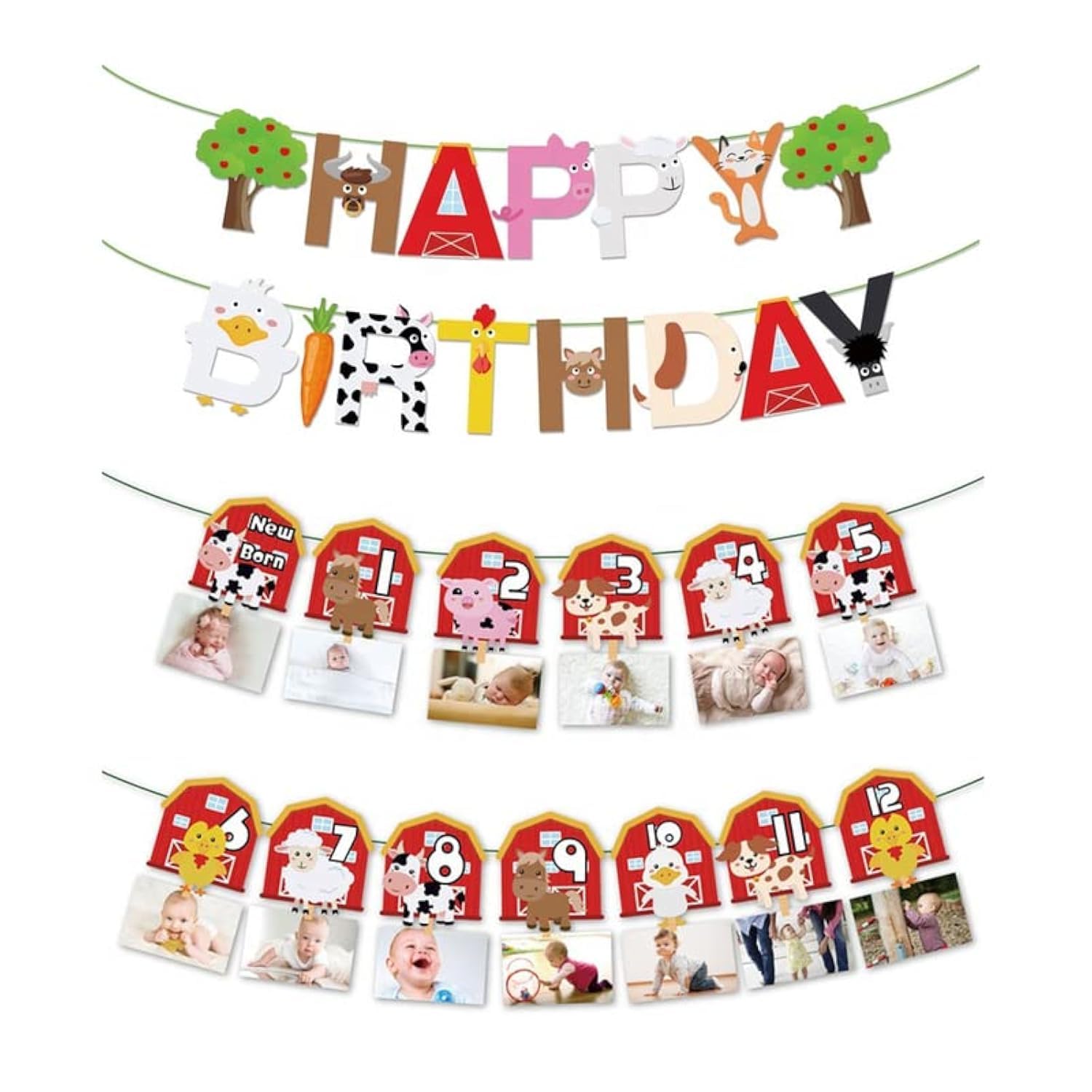 Farm Birthday Party, Farm Animal Birthday Decorations, Farm Birthday Banner, Farm Birthday Party Supplies, New Born Birthday Banner