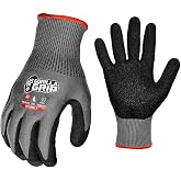 Gorilla Grip A5 Cut Resistant Work Gloves, Medium, 1 Pair, Gray | Nylon shell with nitrile coating, A5 cut resistance and touchscreen fingers for wet, dry, or oily shop and jobsite work