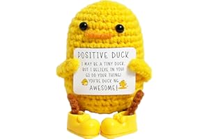 Lackycc Positive Crochet Animals - Mini Duck,Emotional Support Crochet Plush,Funny Best Friend Birthday for Him Her Women or Coworkers Sister Daughter