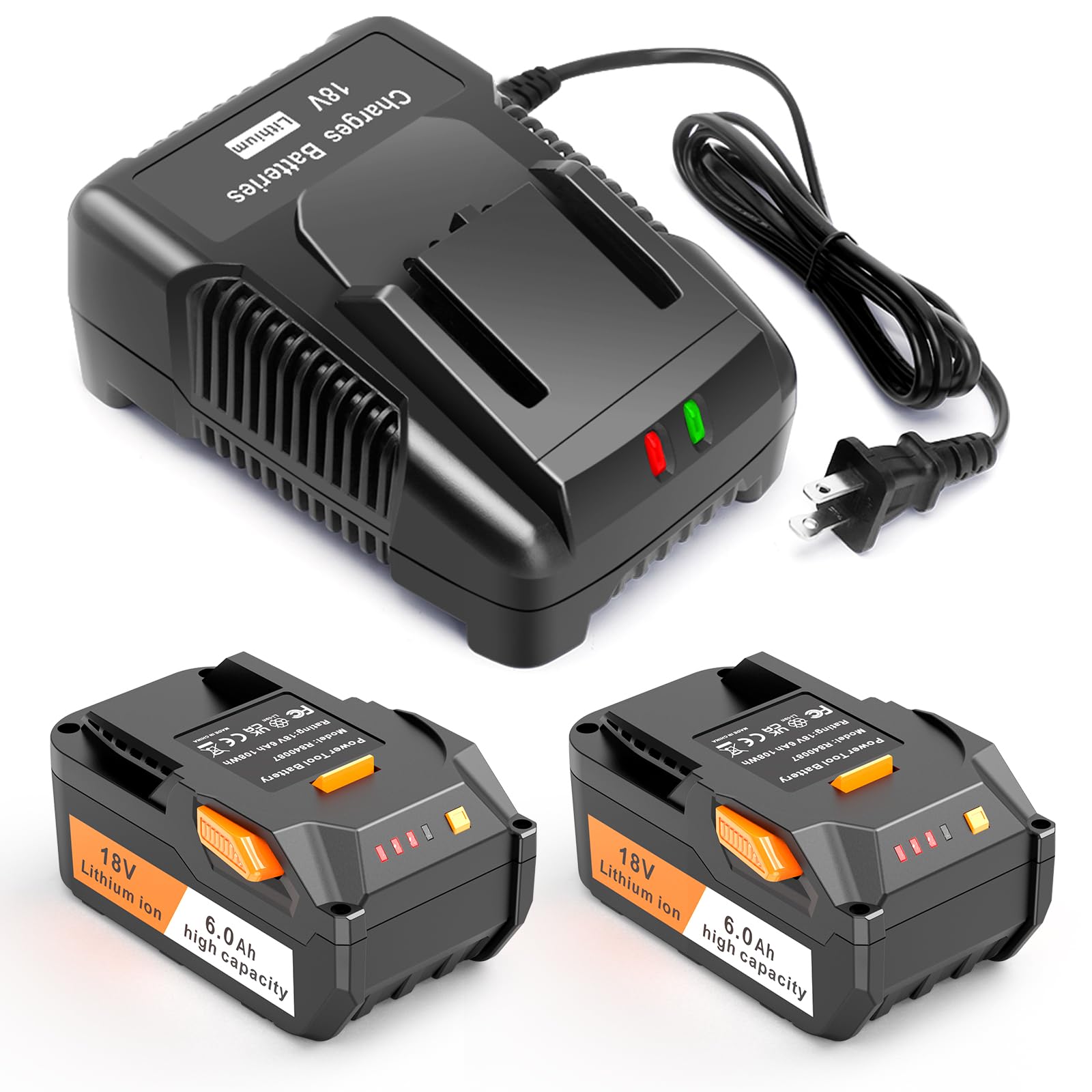 thumbnail image 2 of For Ridgid 18V 8.0Ah Lithium Ion Battery Replacement - Fits R840087 R840086 Series 2 of 6