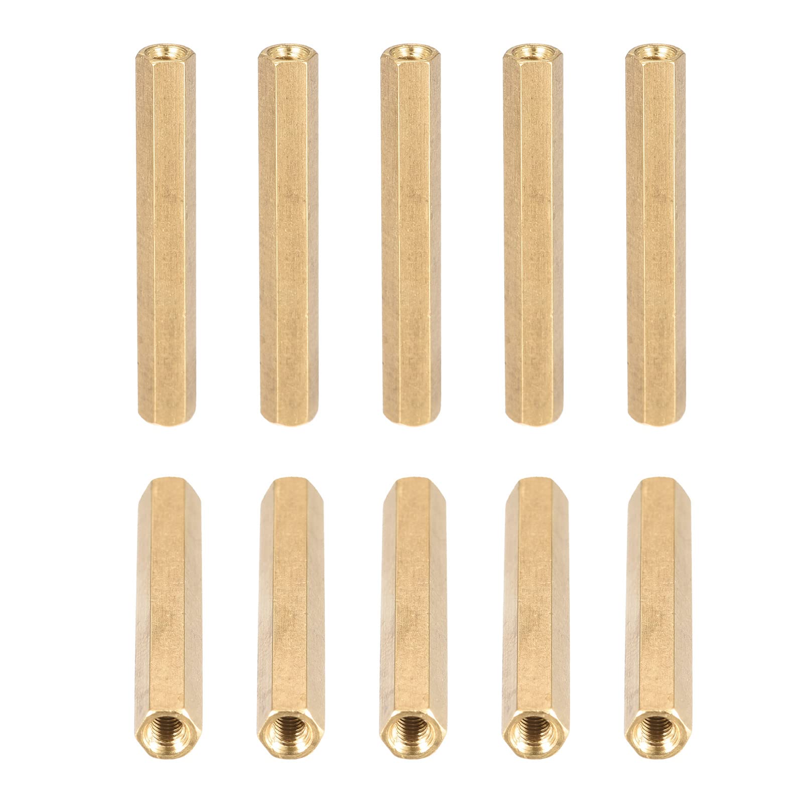 DTGN M3x40mm(DxL) - Hex Standoff Spacer Nuts -20Pack- Good for Electronic Machine - Brass Coupling Screws - Gold Tone