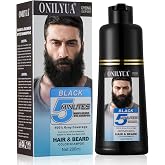 Men's Black Beard Dye Shampoo, 5 Mins Mustache Hair Color Dye Gray Coverage | 3 in 1 Beard Dye for Men, Quick Gray Root Touch Up, Simpler Hair Color, Long Lasting Color Shampoo for Facial Hair, 200 ml