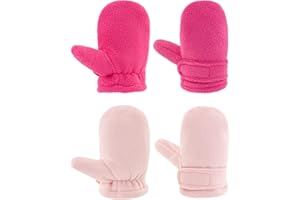 RAOEXI Toddler Infant Winter Mittens Fleece Lined Adjustable Baby Boys Girls Thick Warm Gloves for 1-7 Years
