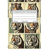 Composition Notebook: Vintage Tigers College-Ruled Lined Journal Composition Notebook Book for College, School, Office or Work | 6x9 Inches | 120 Pages