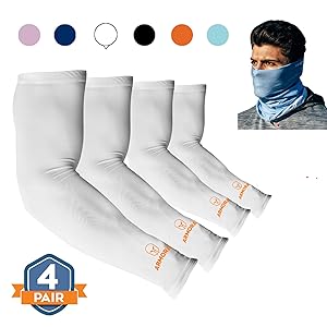 ARMORAY Arm Sleeves for Men or Women - Compression Warmers to Cover Tattoo - for Basketball Golf Running Football Cycling or Sun Protection