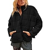 Freyhem Quilted Puffer Jacket Women Lightweight Short Zip Up Padded Coat with Pockets