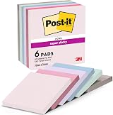 Post-it Super Sticky Notes Pack of 6 Pads 540 Sheets 76x76 mm Blue Green Grey