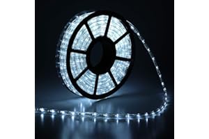 Buyagn 50Ft LED Rope Lights,Cuttable LED Strip Lights Outdoor Waterproof Decorative Lighting for Indoor/Outdoor Decorations,Eaves,Backyards Garden,Party and Bedroom Decorations(Cold White)