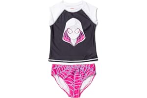 Marvel Spider-Man Spider-Gwen Girls UPF 50+ Rash Guard & Bikini Bottom Swimsuit Set Toddler to Little Kid