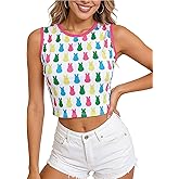 Women Novelty Crop Top Tank Sleeveless 3D Printed Shirts