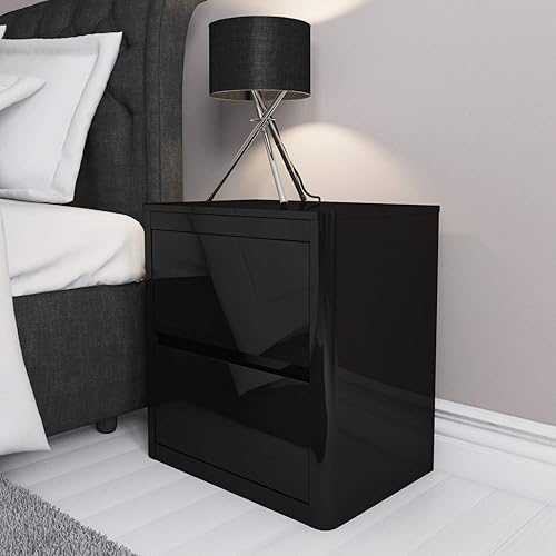 Lucia Black Gloss Bedside Table (CHLK12C88) by furniturefactor Amazon.co.uk Kitchen & Home