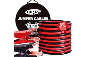 TOPDC 4 Gauge 16 Feet Jumper Cables for Car, SUV and Trucks Battery, Heavy Duty Automotive Booster Cables for Jump Starting Dead or Weak Batteries with Carry Bag, (TD-P0416)