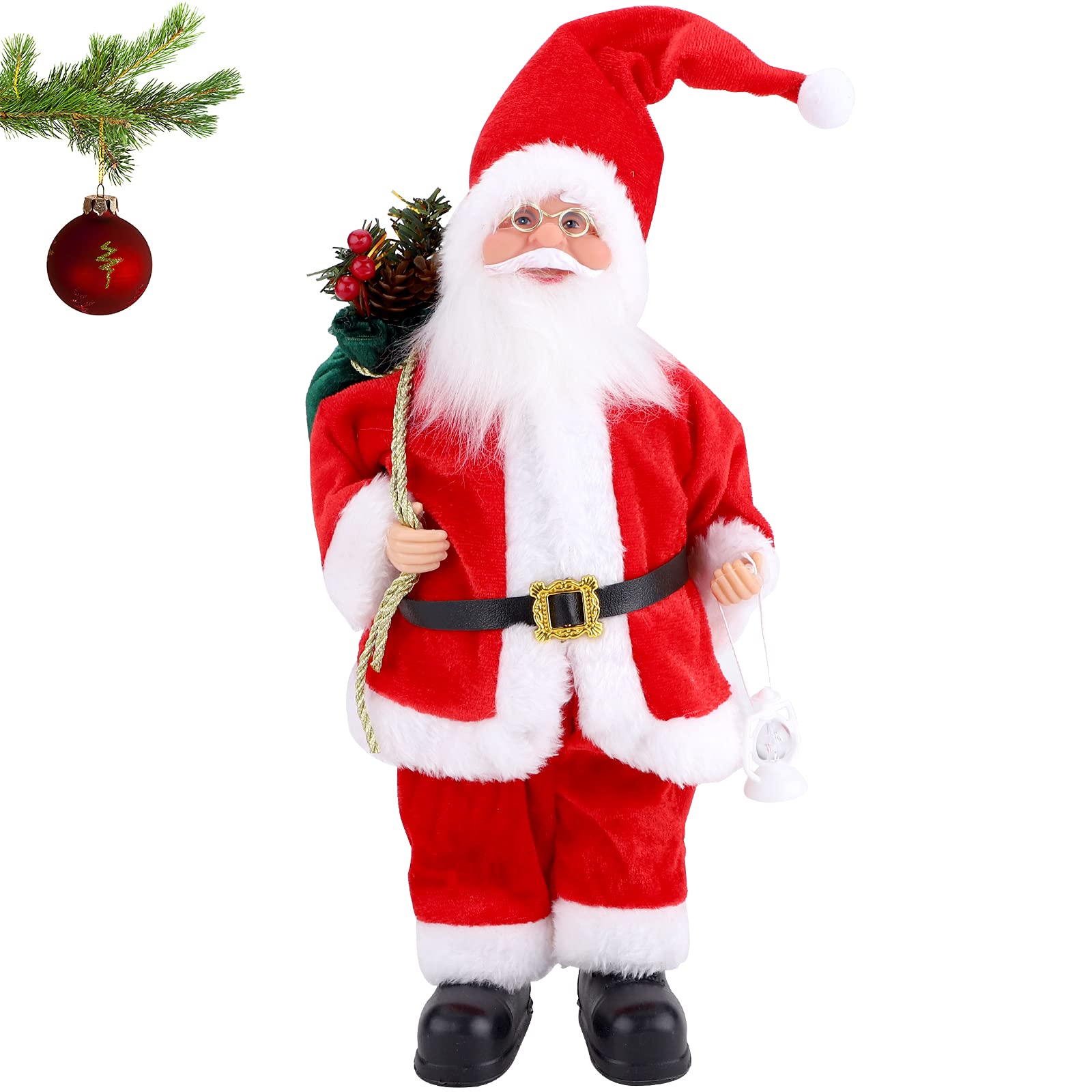 32cm Realistic Santa Claus Figure Standing Traditional Red Santa Claus Figure Xmas Decoration Ornament Doll for Window Table Home Display Christmas Party Decoration Santa Claus B