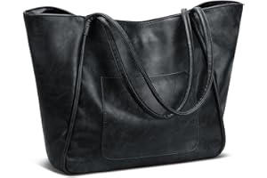 KKXIU Large Tote Bag for Women with Zipper Work Leather Travel Purse and Handbags