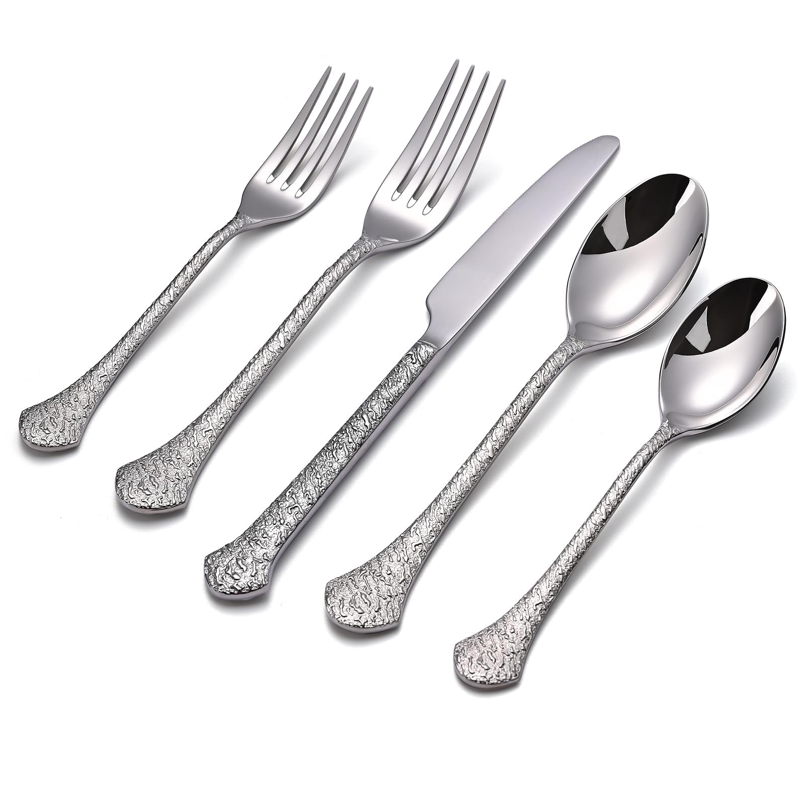 Photo 1 of KINGSTONE Premium Silverware Sets, 18/10 Stainless Steel Flatware Set?30-Piece Cutlery with Tin Flow Handles, Dishwasher Safe (30-Piece)