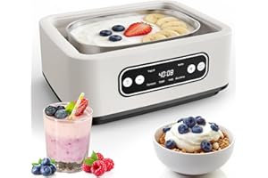 DiDimo Yogurt Maker with Adjustable Temp & Timer, 1.6L Stainless Steel Greek Yogurt Machine, Automatic Natto Maker Rice Wine 