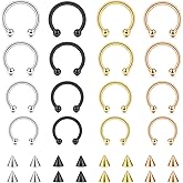 TOKRING 16G Septum Nose Rings Stainless Steel Hinged Seamless Nose Hoop Ring Horseshoe Piercing Jewelry Captive Bead Ring Helix Daith Tragus Cartilage Earrings for Women Men