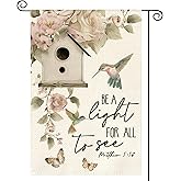 AVOIN colorlife Hummingbird Butterfly Spring Floral Garden Flag 12x18 Inch Double Sided Outside, Seasonal Welcome Yard Outdoor Flag