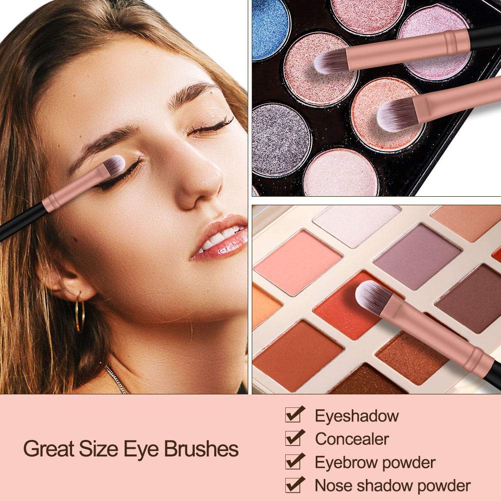 BS-MALL Makeup Brushes 18pcs Premium Synthetic Professional Eye Brushes Kit for Blending Eyeshadow Concealer Eyeliner Eyebrow(Rose Gold): Beauty