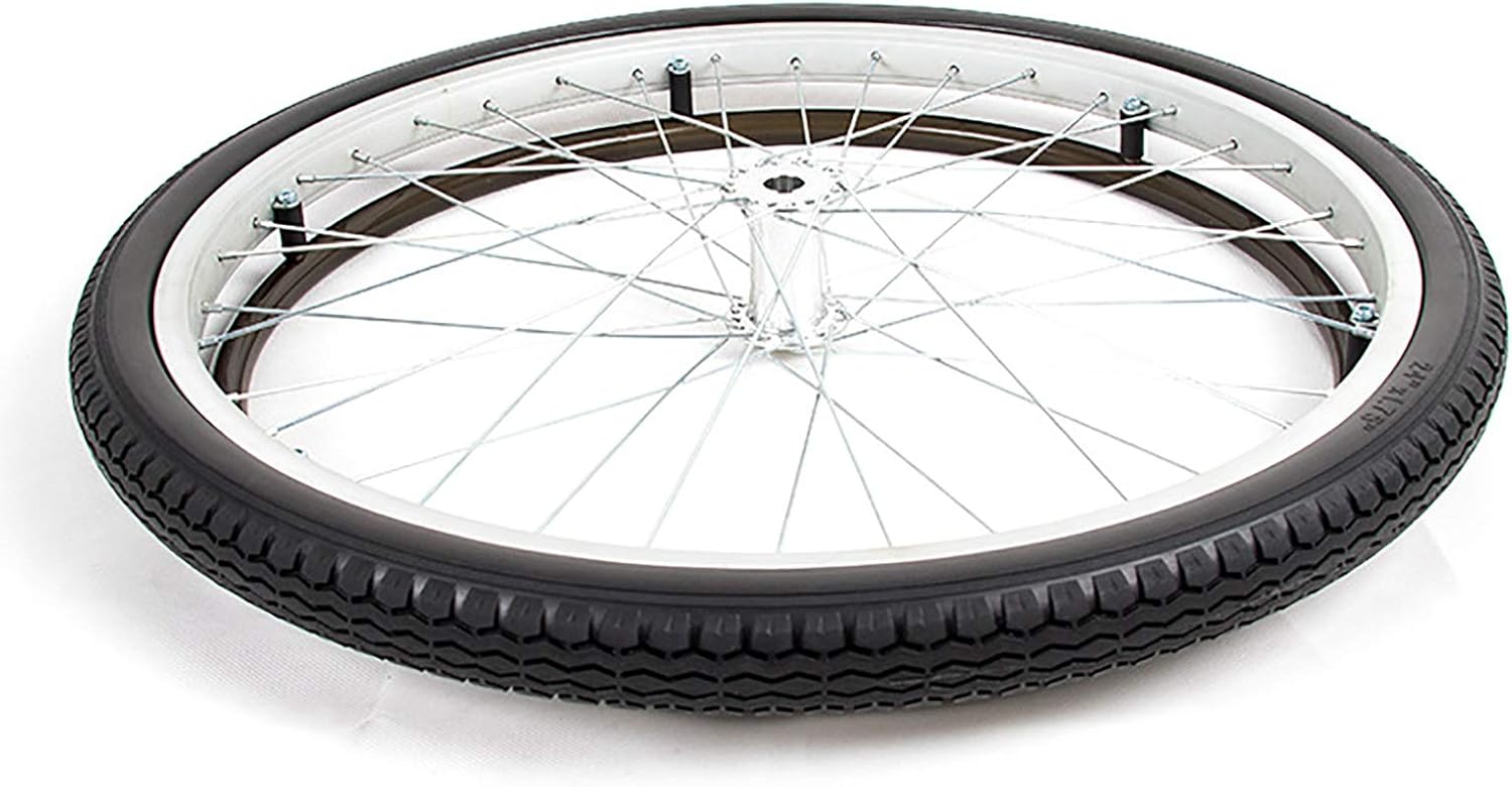 24inch Rear Caster Tires Wheels Assembly, Solid Rubber Walker Wheels Aluminum Handrim For Many Standard Wheelchairs/Electric Wheelchair 1 Pair: Kitchen & Dining