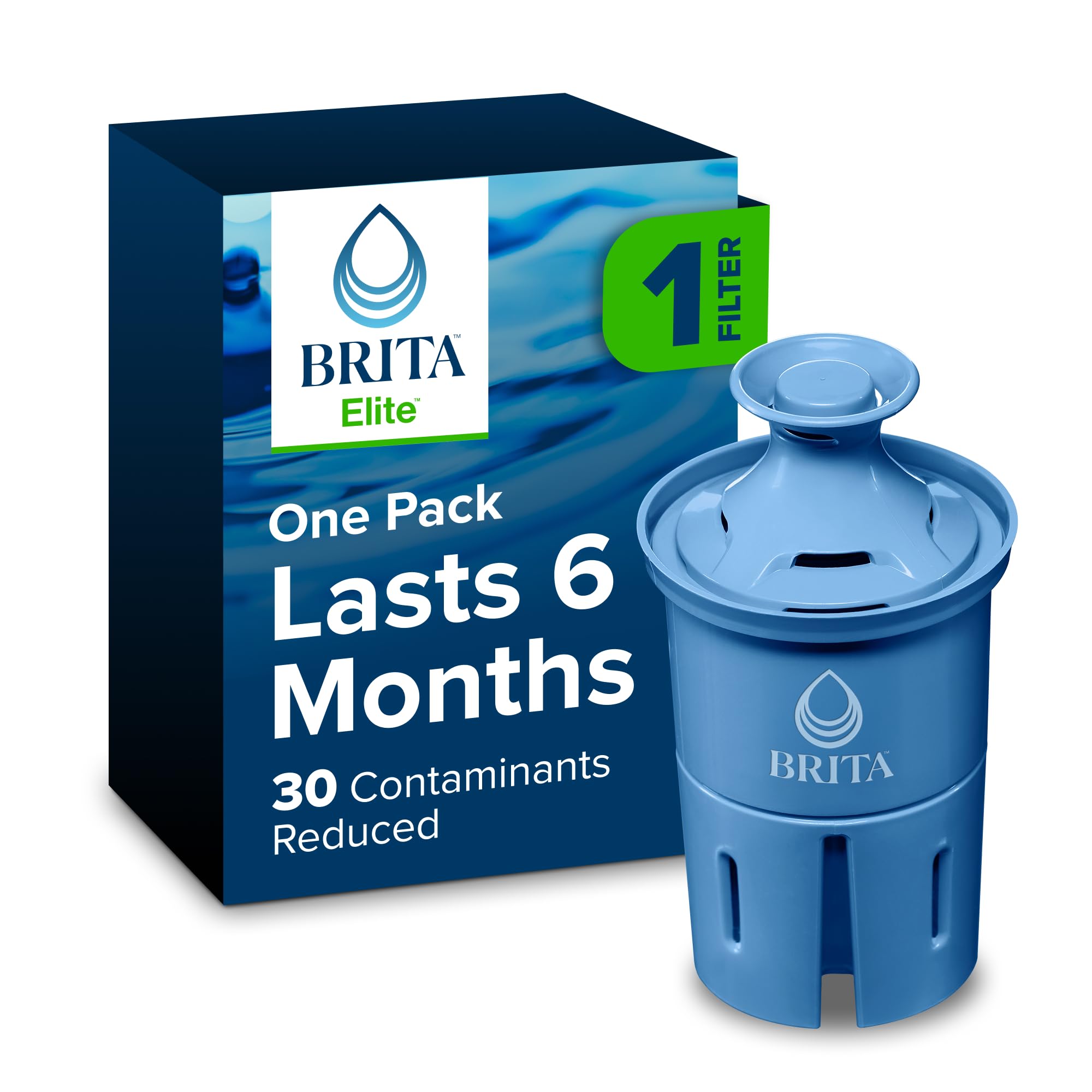 Photo 1 of Brita Elite Water Filter Replacement for Pitchers and Dispensers, BPA-Free, Reduces 99% of Lead, Lasts Six Months or 120 Gallons, Includes 1 Pitcher Replacement Filter