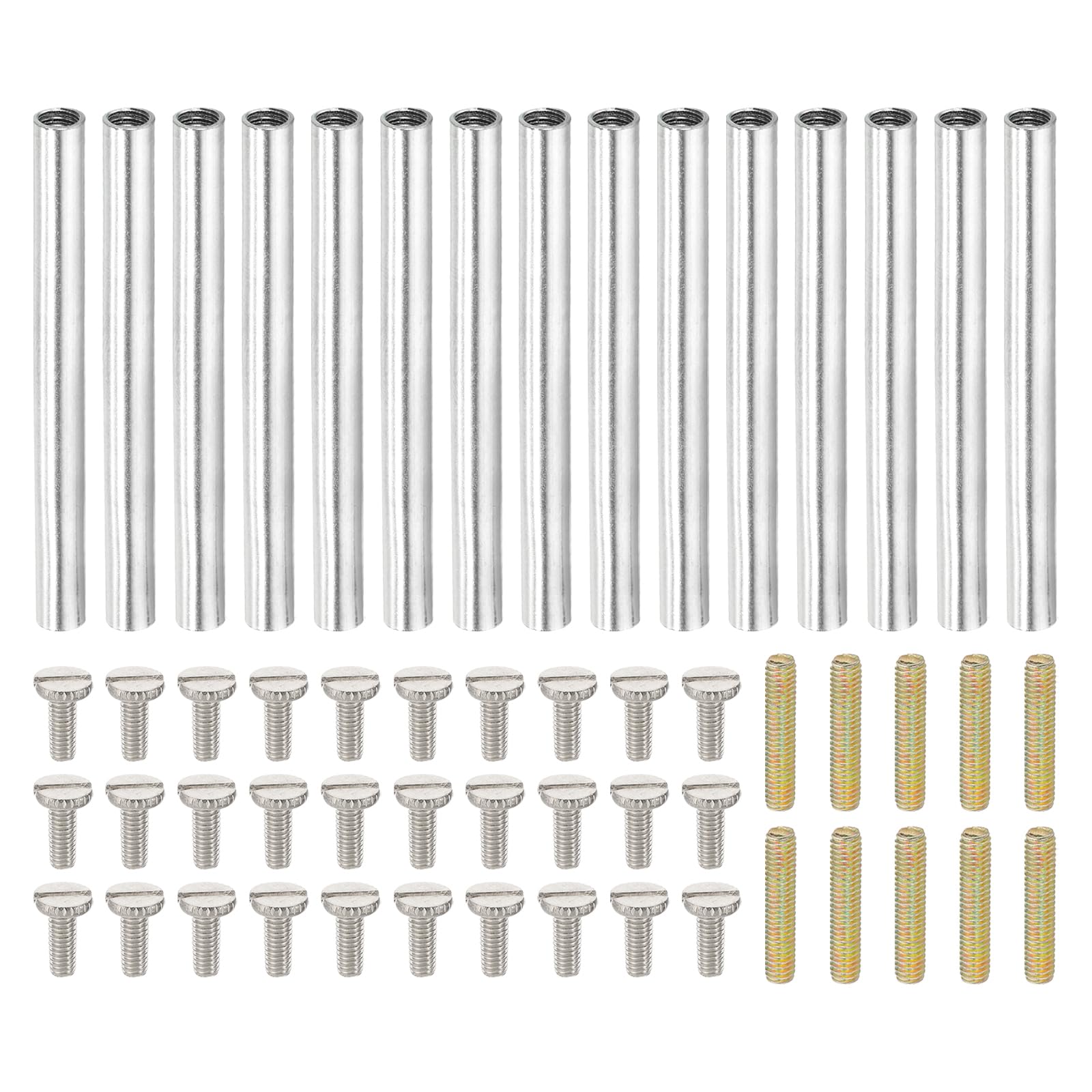 PATIKIL 50mm (2") Round Coupling Nuts Kit, M4 Threaded Connector Bar Hardware with Fully Thread Rod Slotted Screw for Lamp Model Furniture DIY Repair Part — image 1