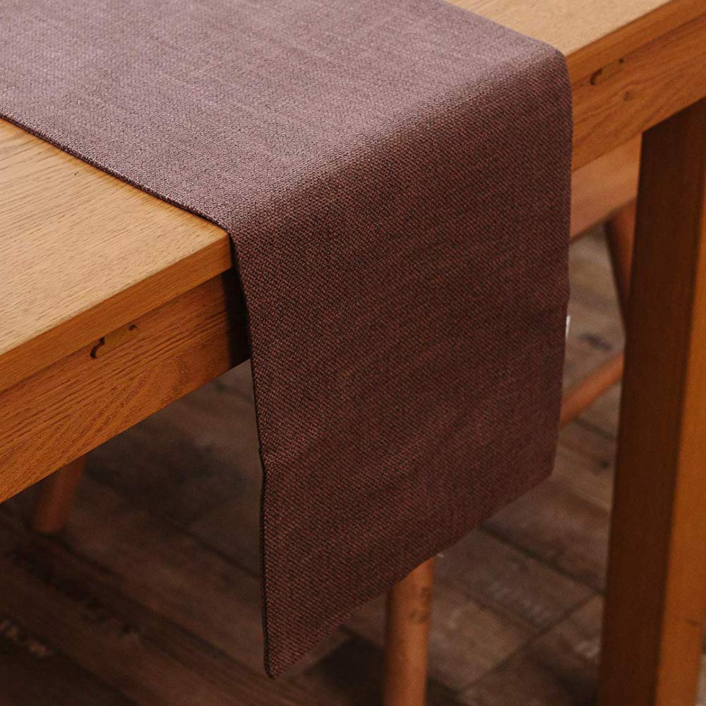 Photo 1 of Dining Table Runner 12 x 36 inches Living Room Dinner Wedding Birthday Party Burlap Rustic Table Runner, Coffee Brown