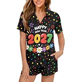 Ypexeognv Womens Pajamas Set Button Down Short Sleeve Pajama Sleepwear Collar Nightshirt Casual Lounge Wear Top and Shorts