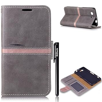 BtDuck Slim Handyhülle für Sony Xperia Z3 Compact Grau PU Leder Retro Design Hülle mit Stand Funktion und Karte Halter Magnet